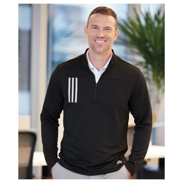 Men's 3-Stripes Double-Knit Quarter-Zip Pullover Thumbnail
